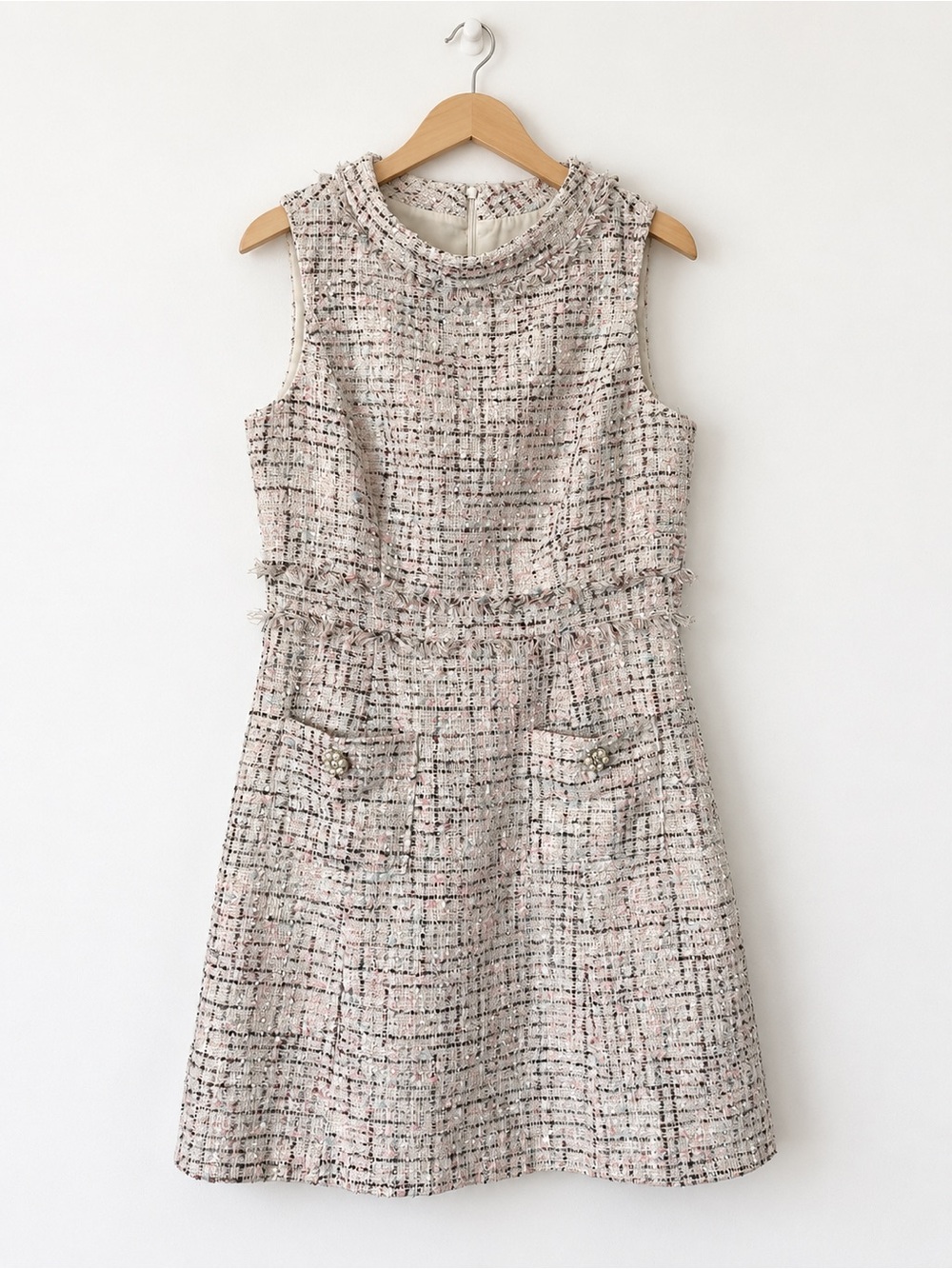 Eliza J White and Pink Tweed Sleeveless Dress - Picture 4 of 6